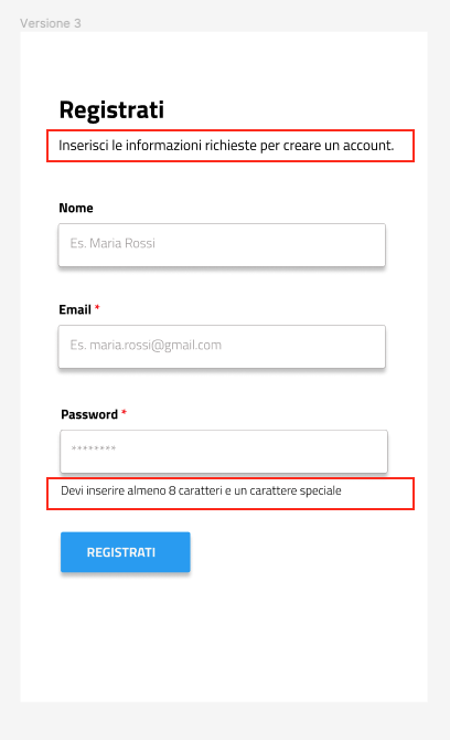 Nei riquadri dell’immagine vedi le istruzioni statiche. È la soluzione giusta per queste informazioni? È il momento giusto per quei testi?