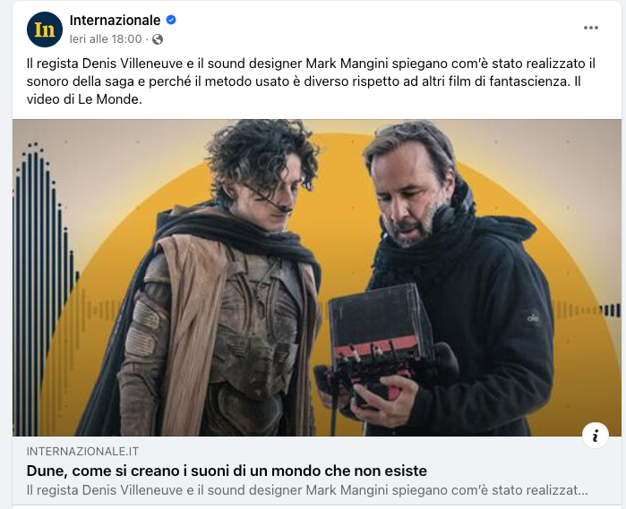 Dalla pagina Facebook di Internazionale