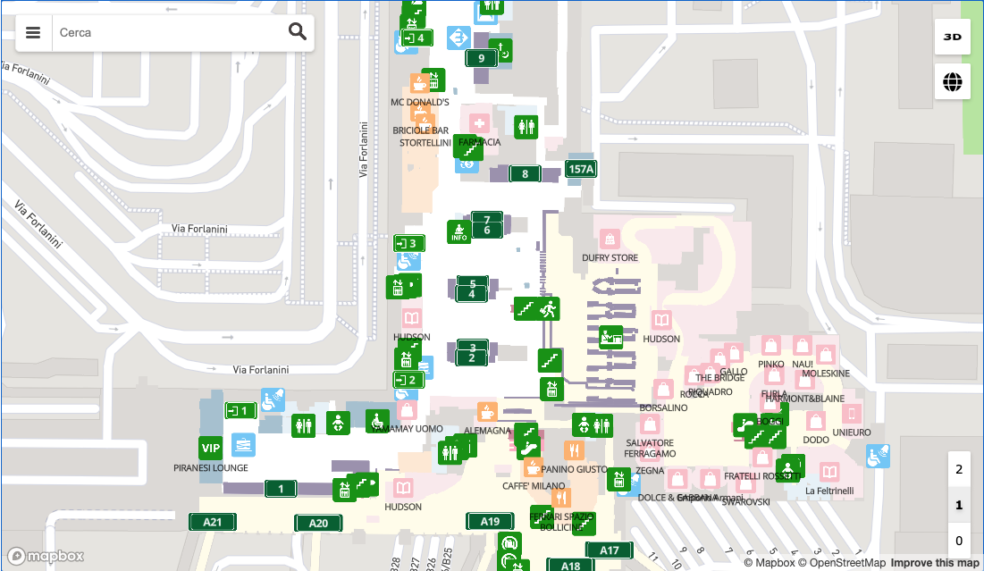 La mappa dell’aeroporto di Linate