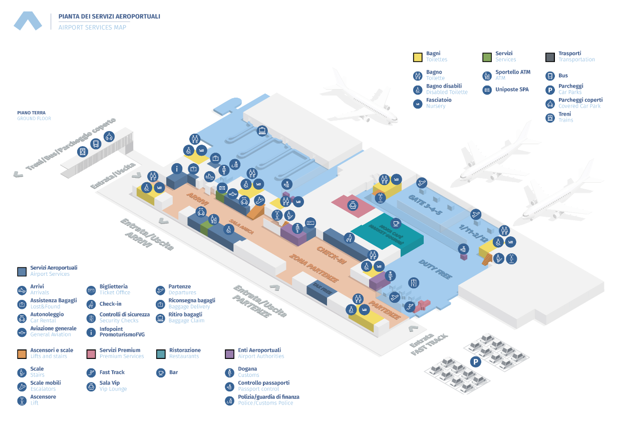 La mappa dell’aeroporto di Trieste