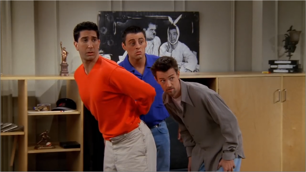 Joey: Oh! Maybe they'll name yours after you! Y'know, they'll call it, The Ross. And then people would be like, "Awww, he's got a Ross." The One With Ross' Thing , Friends, stagione 3 episodio 23.