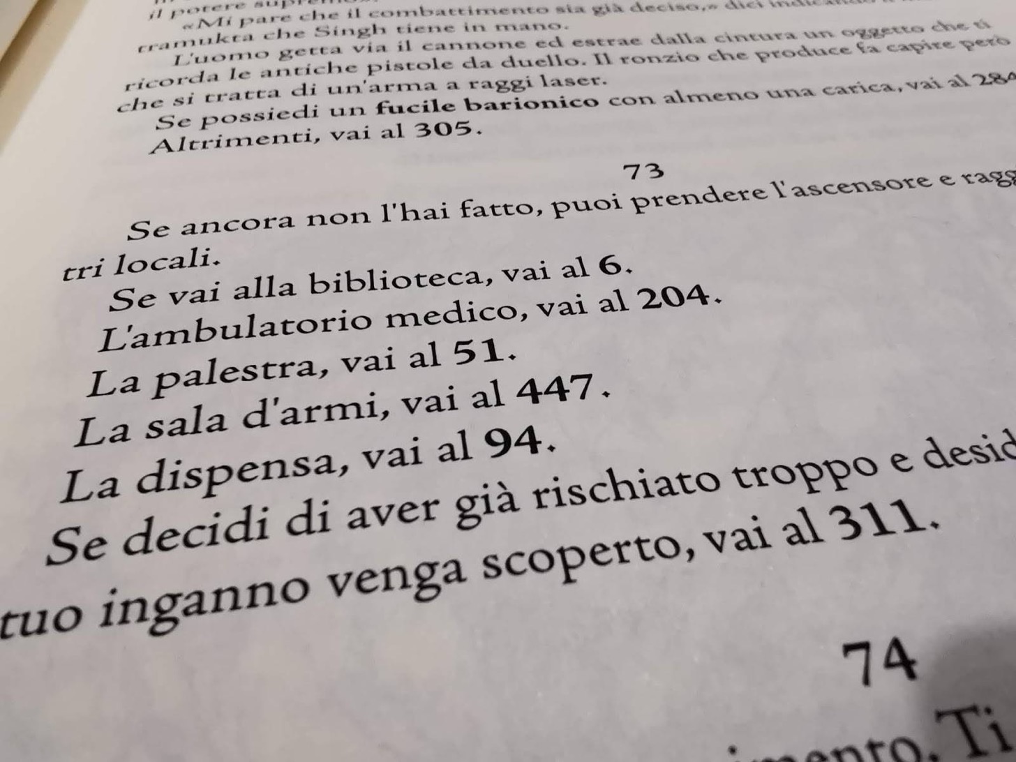 Un esempio di pagina da un Libro Game  fonte 