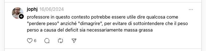 Si potrebbe dire perdere peso, anzi che dimagrire - Threads